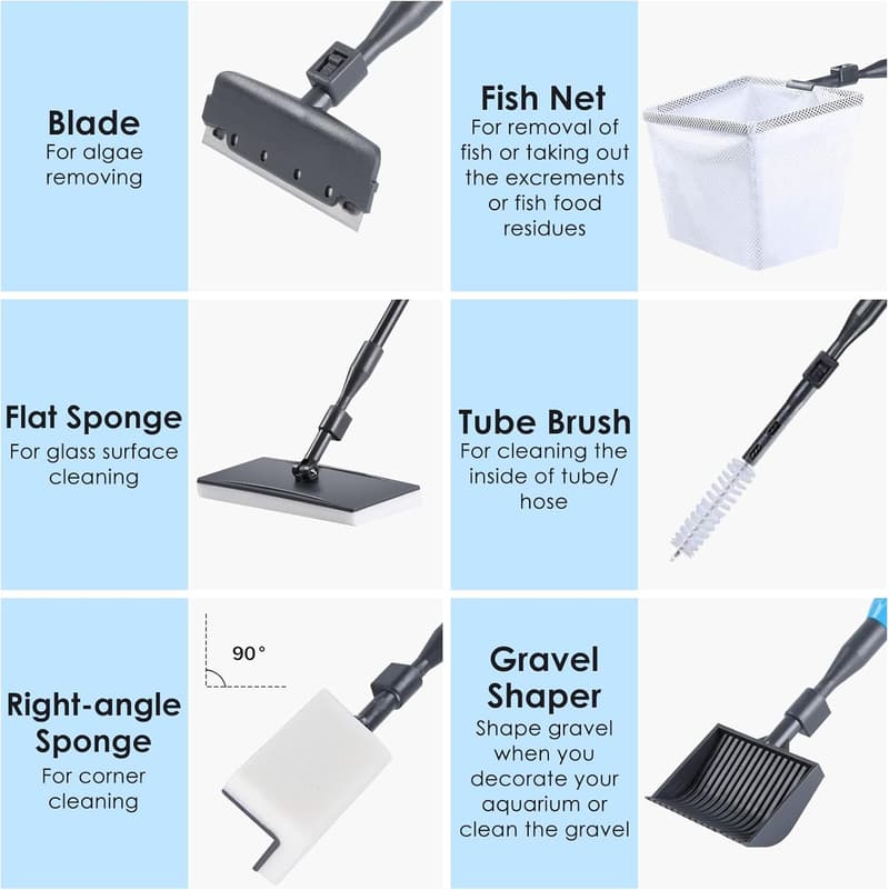 Aquarium Cleaning Kit for 20-160 Gallon Tanks with Telescopic Handle