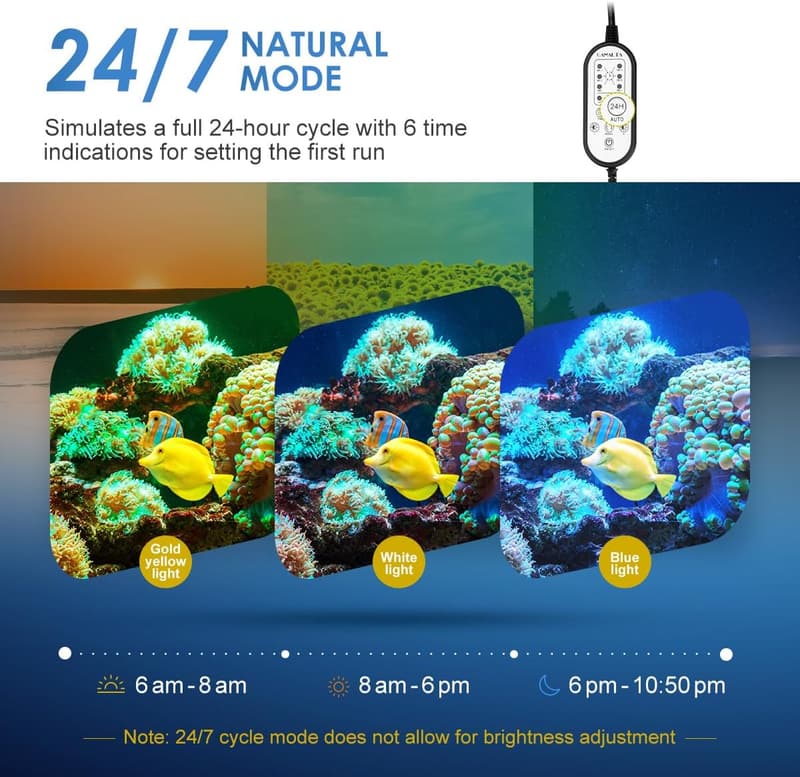 42W Aquarium Light with 9 Modes & Adjustable Timer for 48-54