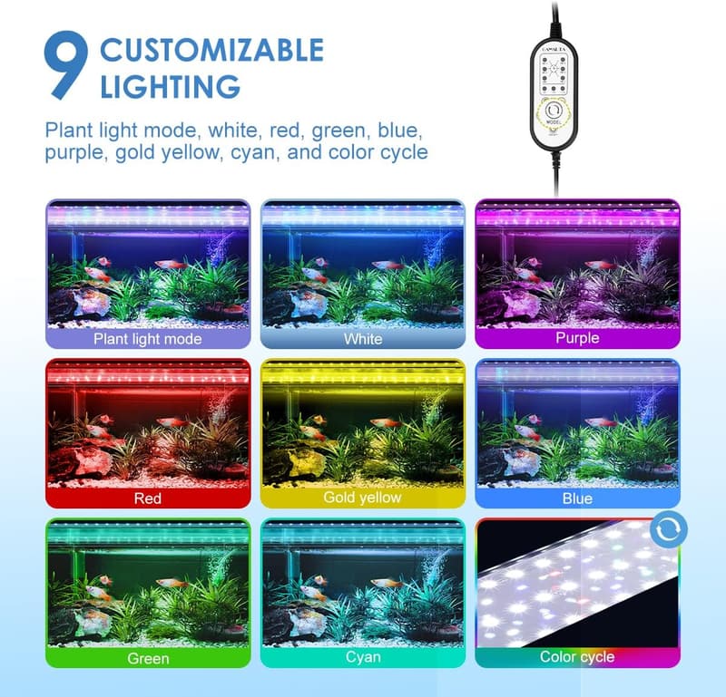 42W Aquarium Light with 9 Modes & Adjustable Timer for 48-54