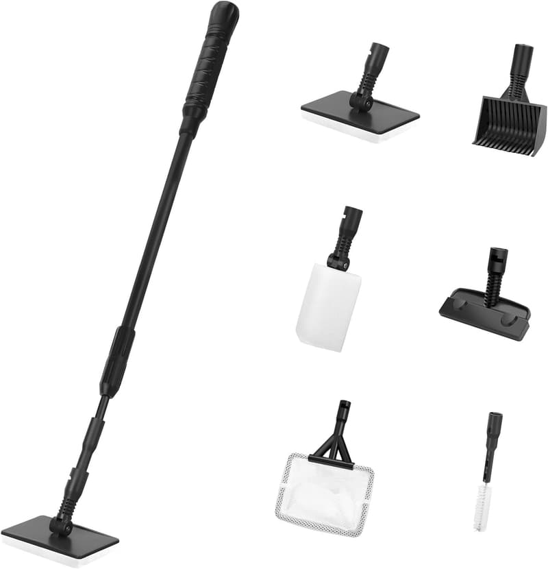 Aquarium Cleaning Set with Adjustable Handle and Tools