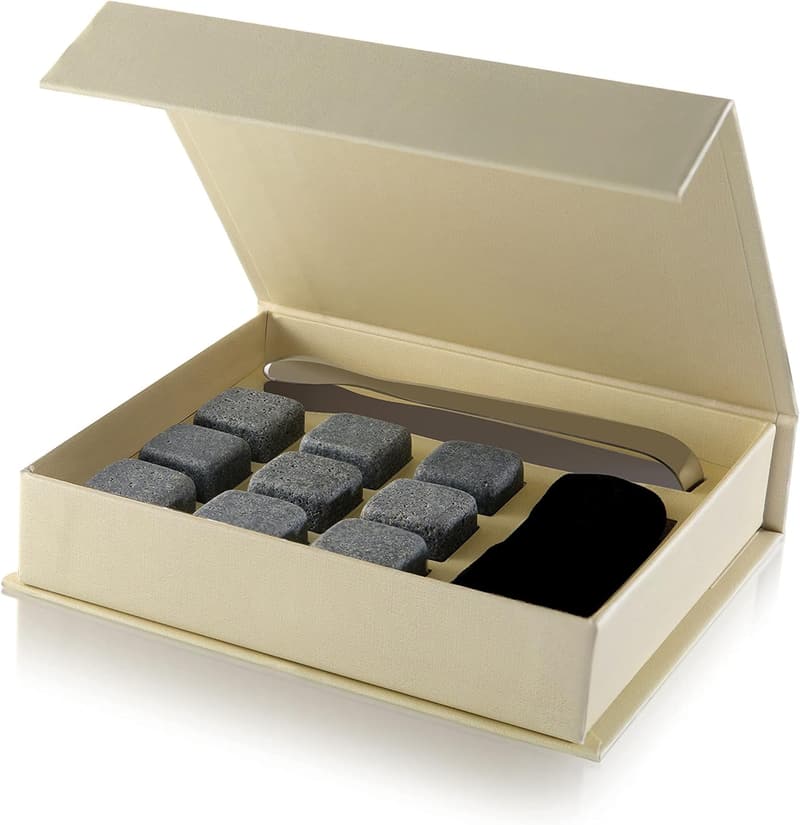 Whiskey Chilling Stones Gift Set with Velvet Pouch - 100% Pure Soapstone