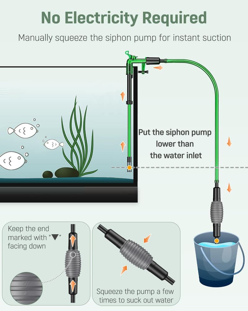 Aquarium Water Changer Kit with 6ft Hose - Gravel Cleaner Tool