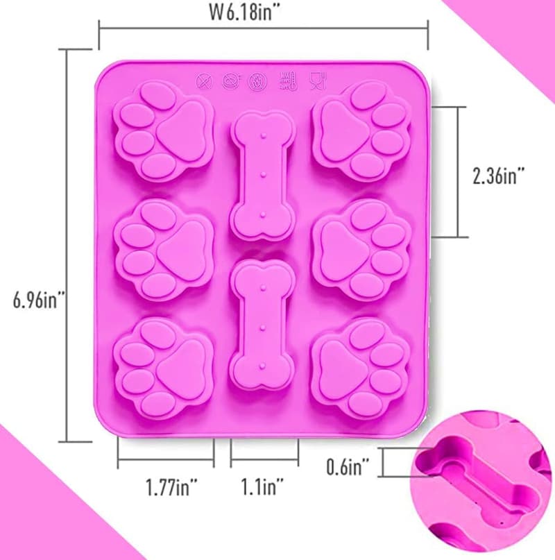 2 Pack Silicone Puppy Paw & Bone Molds for Dog Treats
