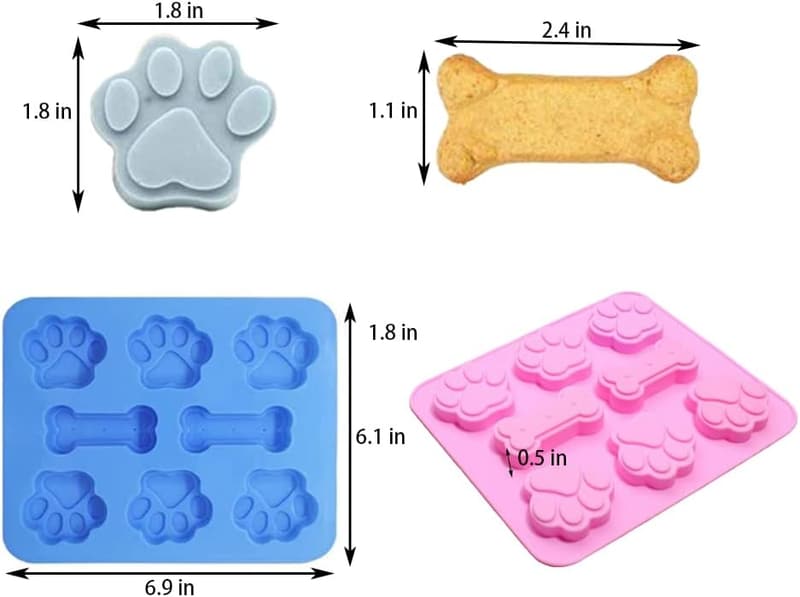 Puppy Paw & Bone Silicone Molds - Non-Stick Set of 4