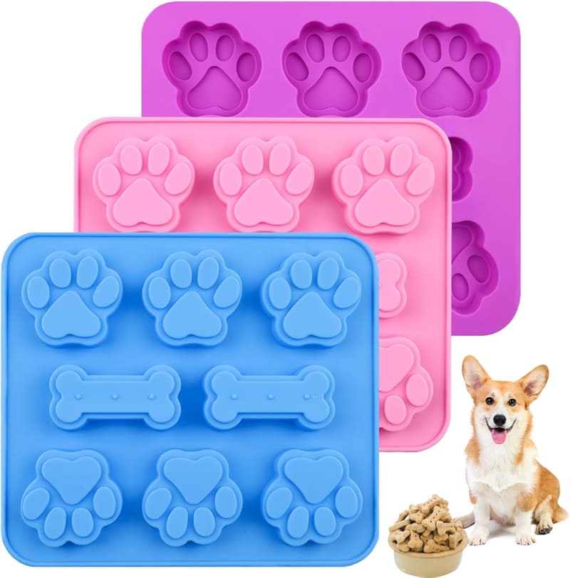 Silicone Paw Print Dog Treat Molds - Set of 3
