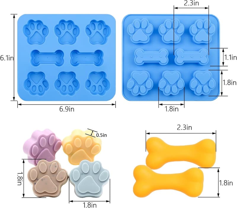 Silicone Paw Print Dog Treat Molds - Set of 3