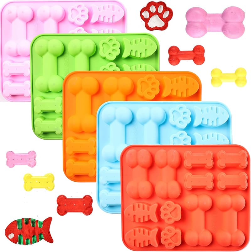 Dog Paw & Bone Silicone Mold Set - Food Grade, Non-Stick (5 pcs)
