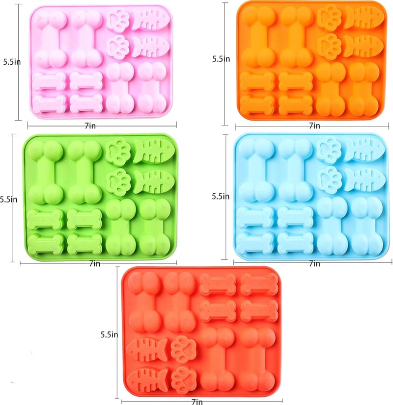 Dog Paw & Bone Silicone Mold Set - Food Grade, Non-Stick (5 pcs)