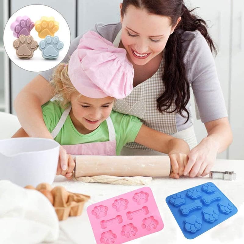 Silicone Puppy Paw & Bone Chocolate Molds with Droppers - 2 Pack