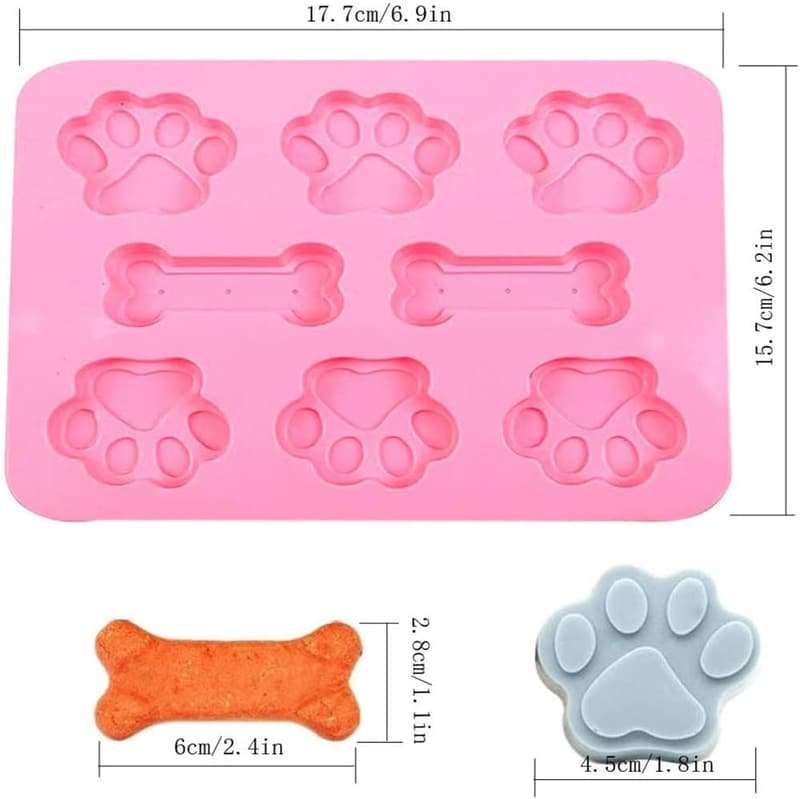 Silicone Puppy Paw & Bone Chocolate Molds with Droppers - 2 Pack