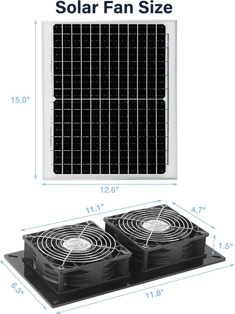 20W Solar Exhaust Fan Kit for Chicken Coop & Greenhouse