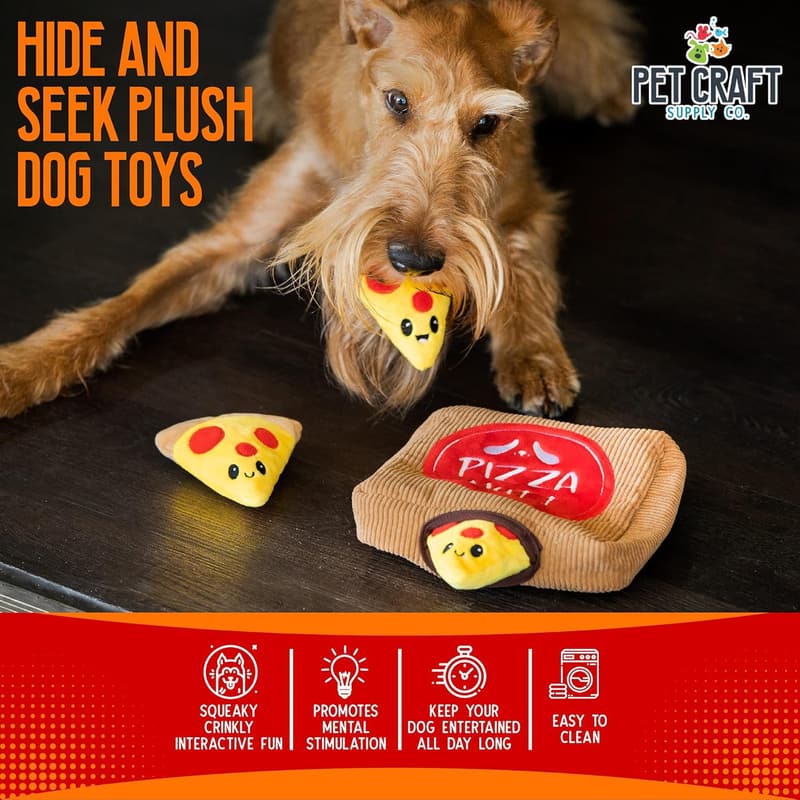 Interactive Hide and Seek Plush Dog Toy Bundle for Small-Medium Dogs