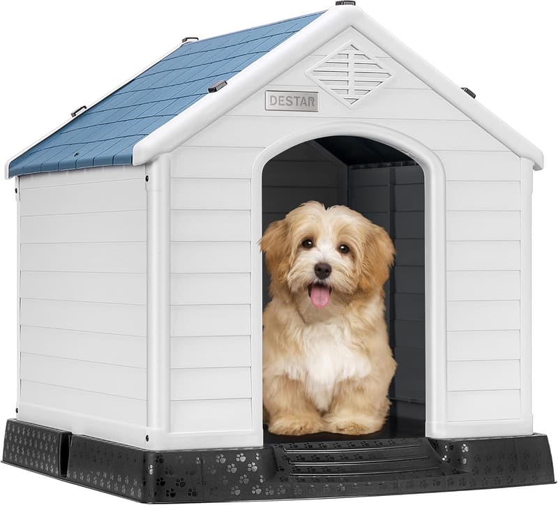 Medium Waterproof Plastic Dog House with Air Vents