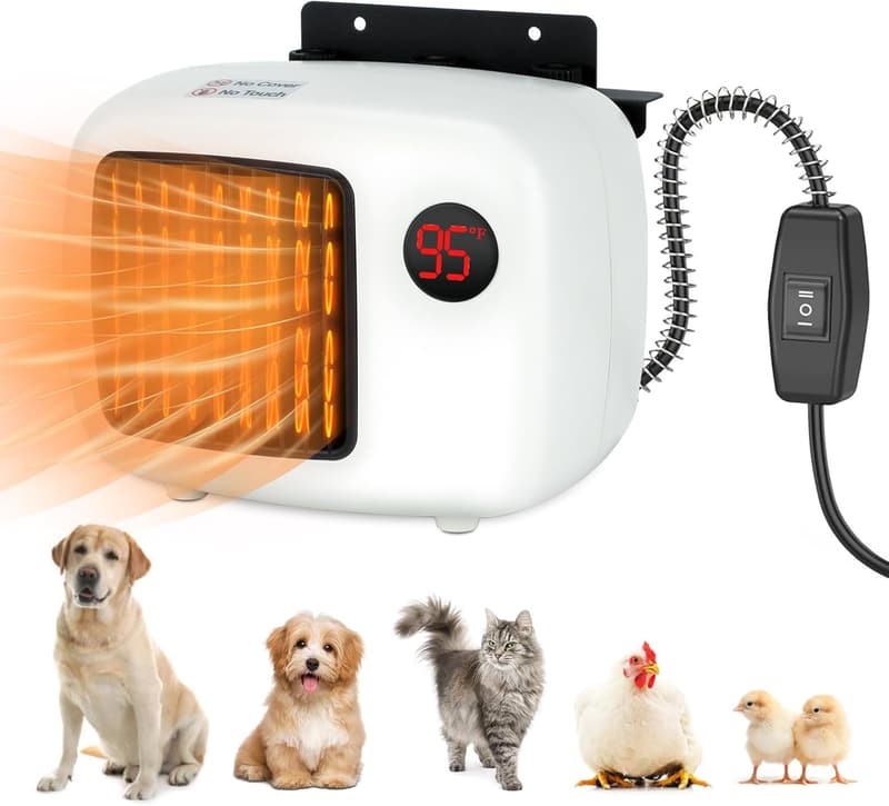 Wall-Mounted Dog House Heater with Thermostat & Overheat Protection
