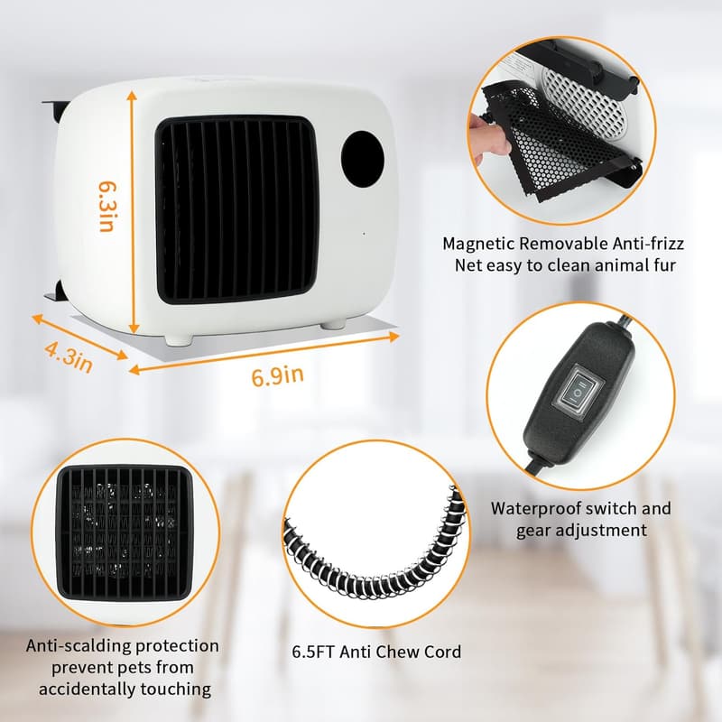 Wall-Mounted Dog House Heater with Thermostat & Overheat Protection