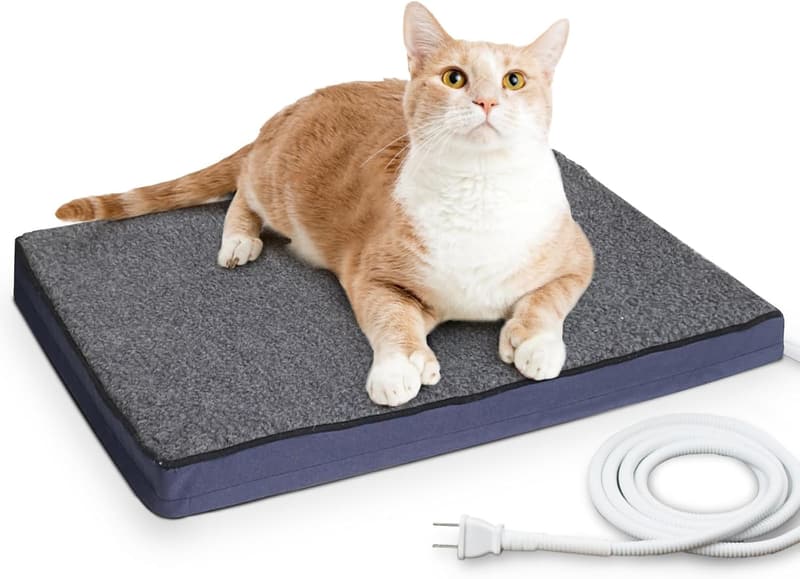Outdoor Heated Pet Bed for Dogs & Cats - Waterproof Memory Foam