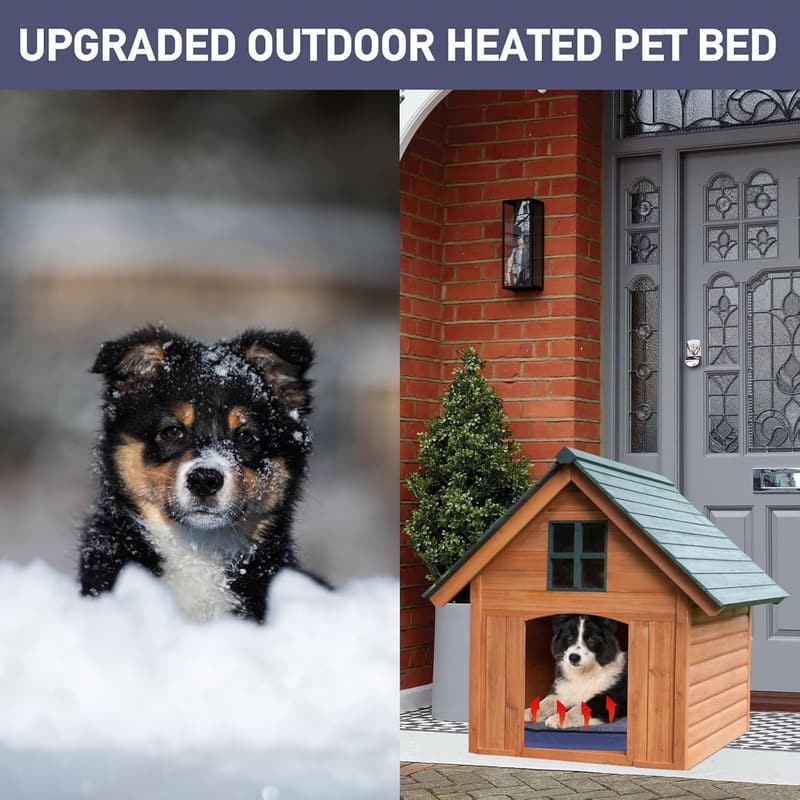 Outdoor Heated Pet Bed for Dogs & Cats - Waterproof Memory Foam