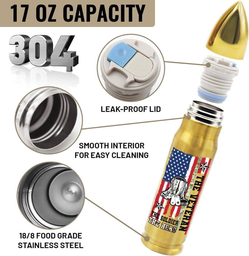 Veterans Day Gift: 17 Oz Stainless Steel Military Tumbler