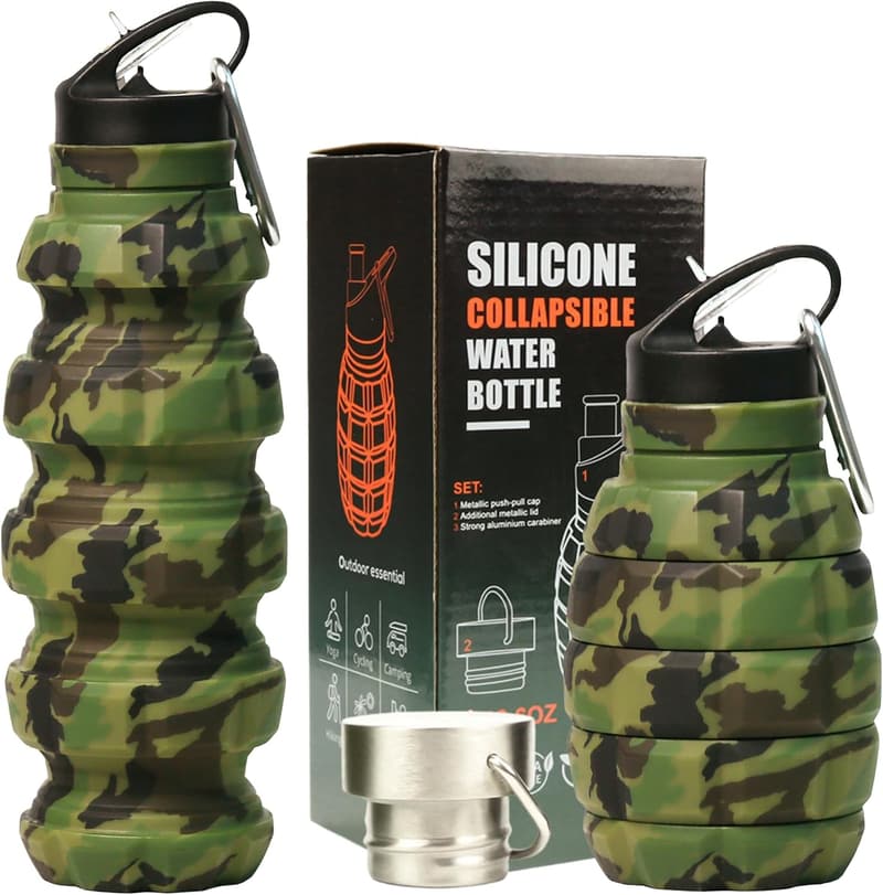 Military Veterans Day Collapsible Water Bottle - 19.6 oz Silicone