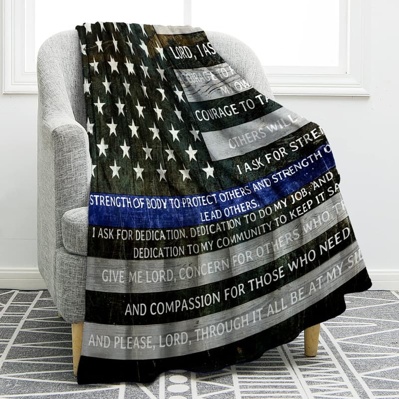 Police Officers Prayer Blanket - Soft Plush Throw for Men & Kids