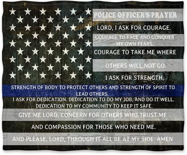 Police Officers Prayer Blanket - Soft Plush Throw for Men & Kids