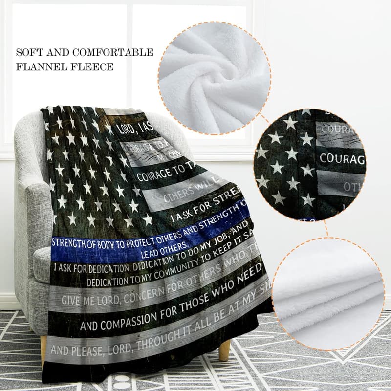 Police Officers Prayer Blanket - Soft Plush Throw for Men & Kids