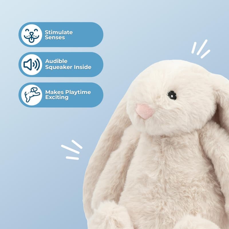 Interactive Bunny Dog Toy with Crinkle and Squeaky for Puppies