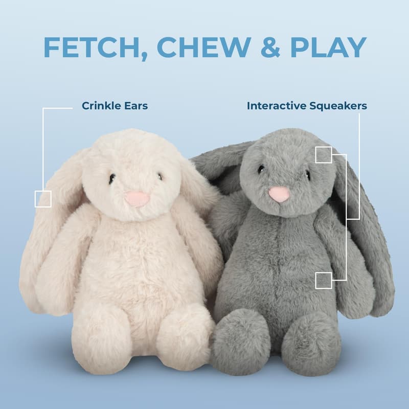 Interactive Bunny Dog Toy with Crinkle and Squeaky for Puppies