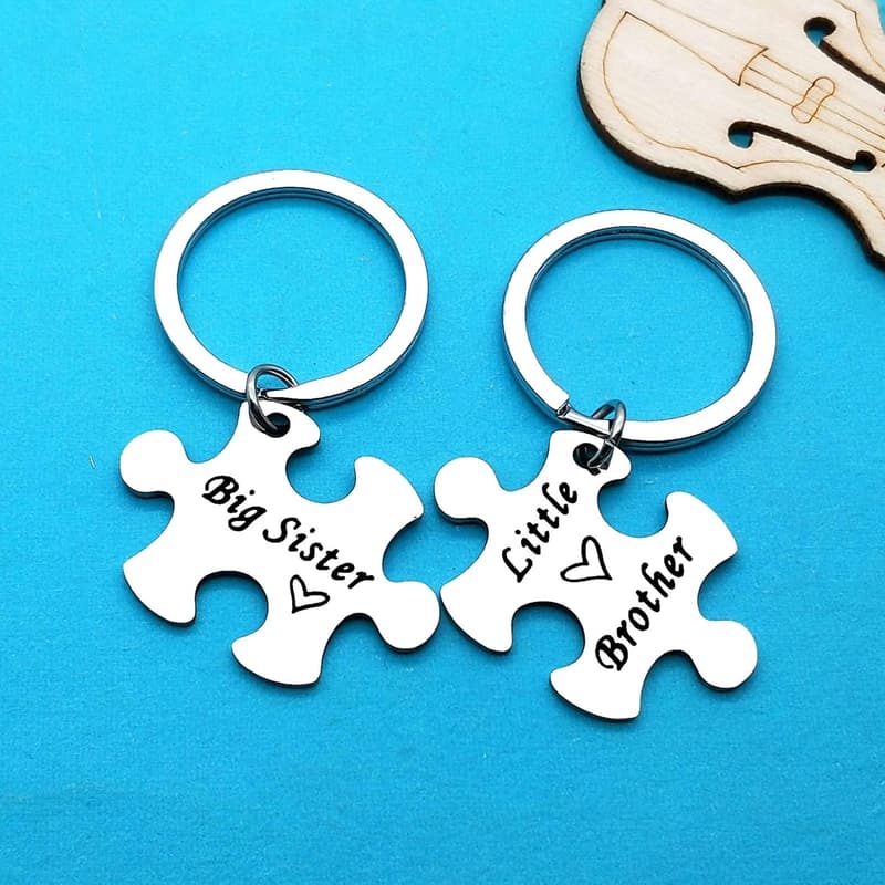 Brother-Sister Keychain Set - Family Gifts for Kids