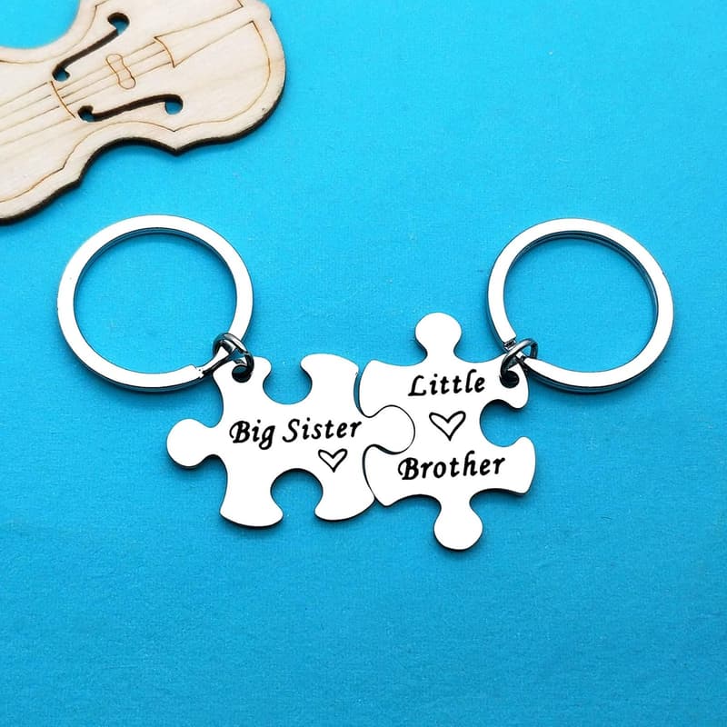 Brother-Sister Keychain Set - Family Gifts for Kids