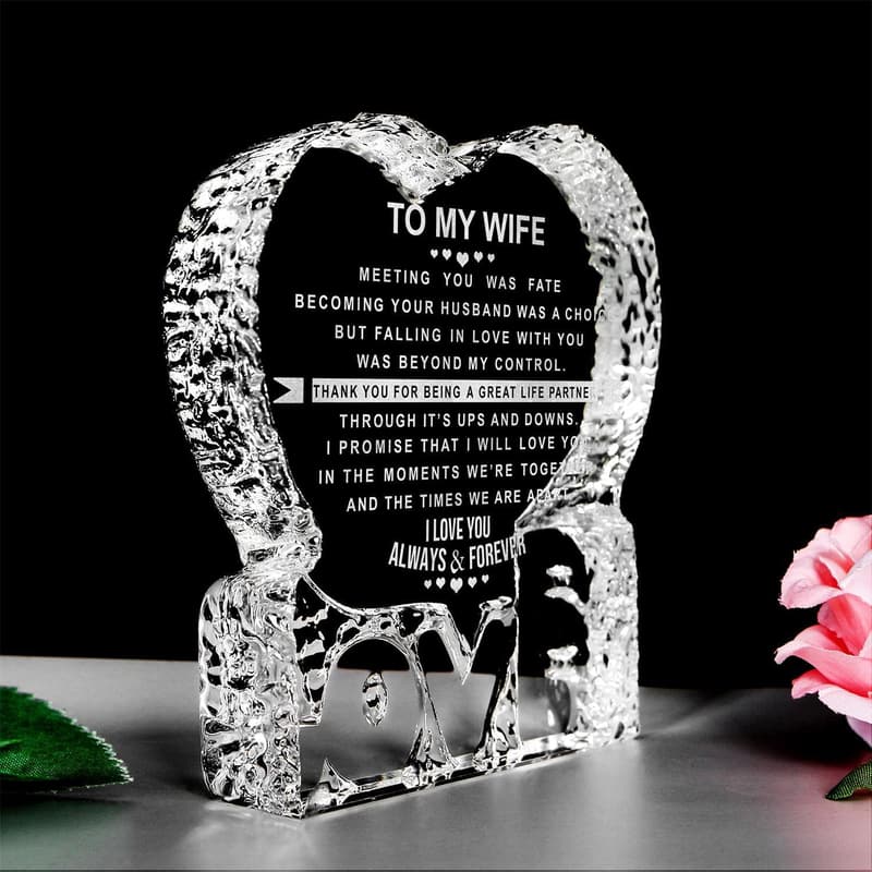 Valentine's Day Engraved Heart-Shaped Crystal for Couples