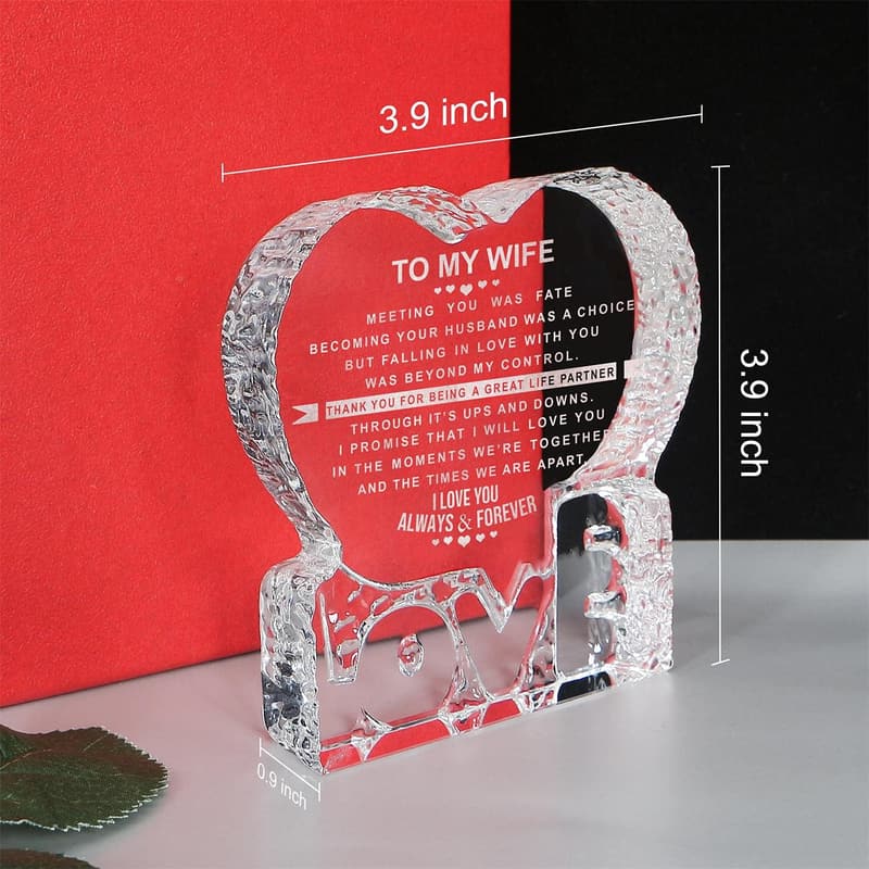 Valentine's Day Engraved Heart-Shaped Crystal for Couples