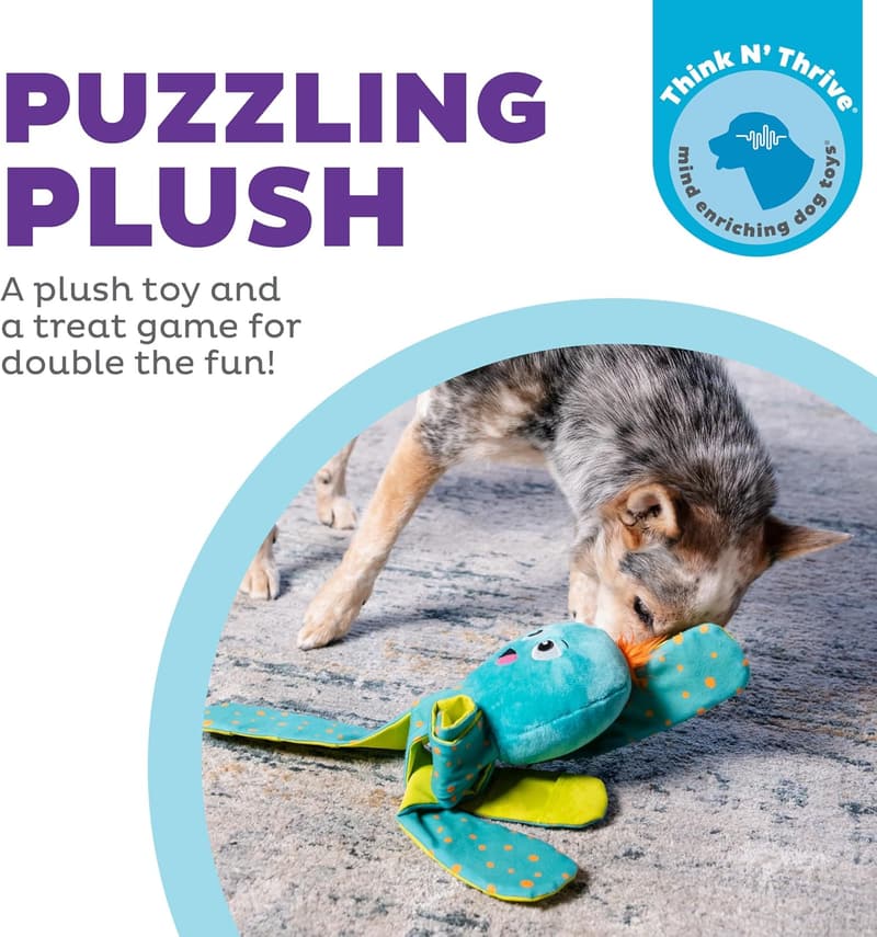 Interactive Plush Octopus Dog Puzzle Toy - Blue