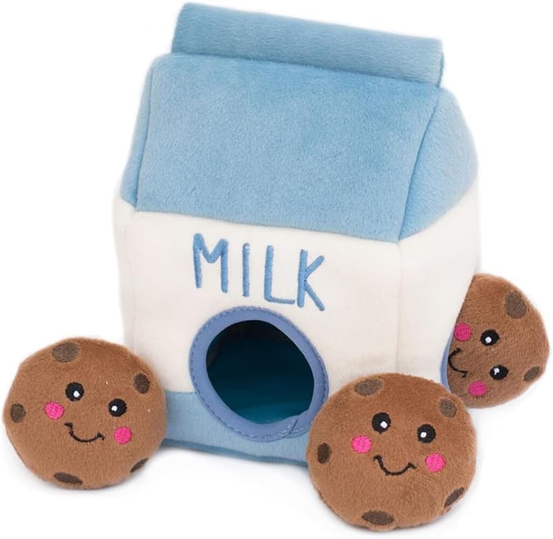 Interactive Plush Hide & Seek Toy for Small Dogs - Milk & Cookies