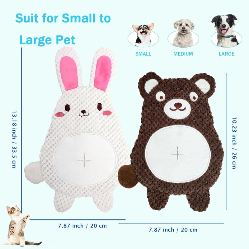 Squeaky Dog Toy Set - Crinkle Snuffle Rabbit & Bear for Puppies