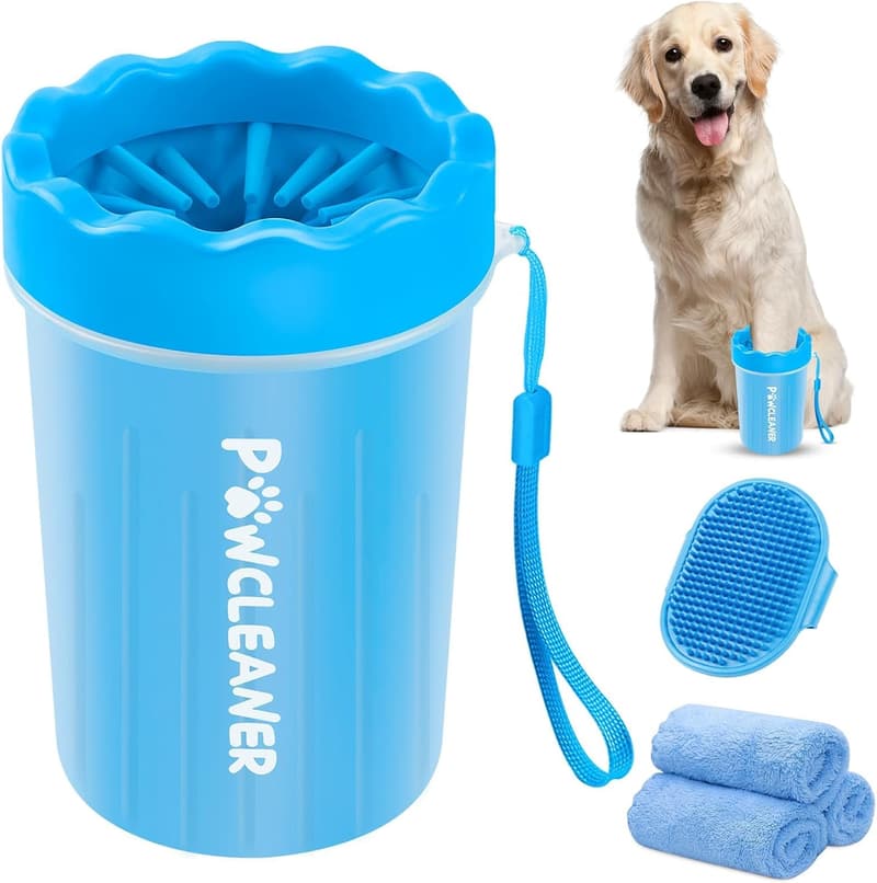Dog Paw Cleaner with Three Absorbent Towels for All Breeds