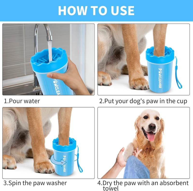Dog Paw Cleaner with Three Absorbent Towels for All Breeds