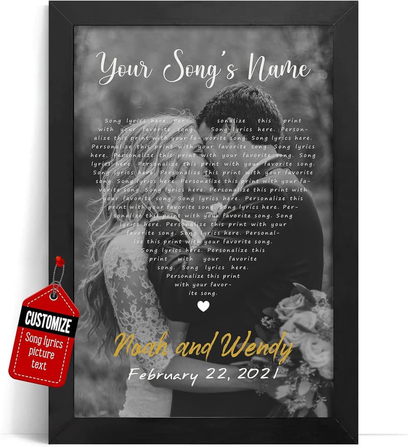 First Anniversary Custom Song Lyrics Canvas Print for Couples