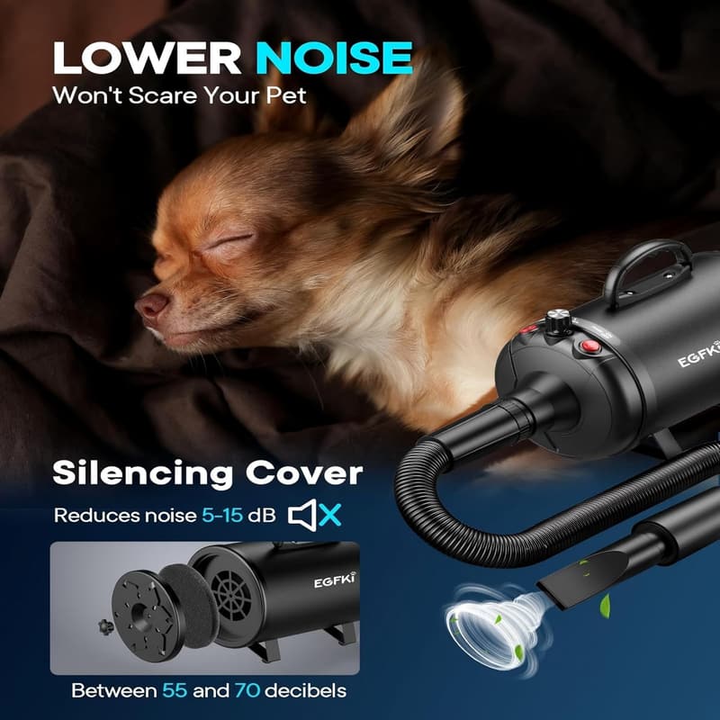 High Velocity Dog Dryer, 5.2HP with Adjustable Speed & 4 Nozzles