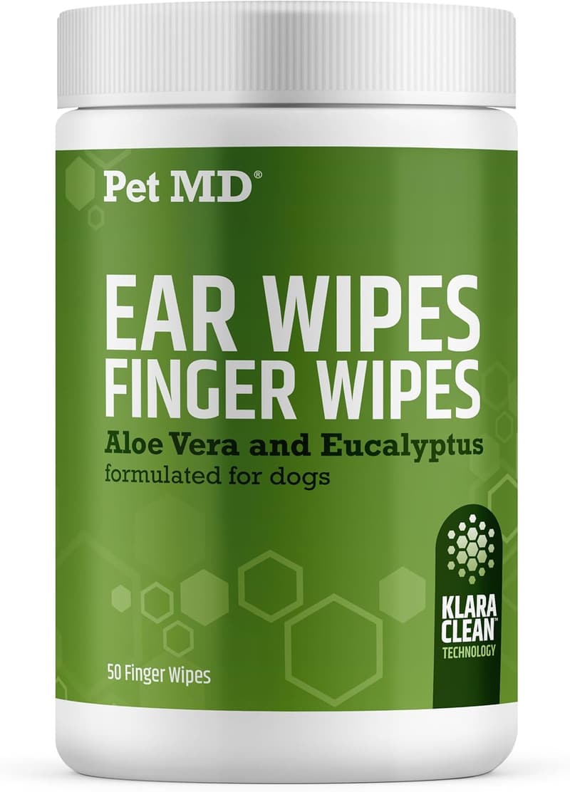 Pet MD Dog Ear Wipes with Eucalyptus & Aloe Vera - 50ct
