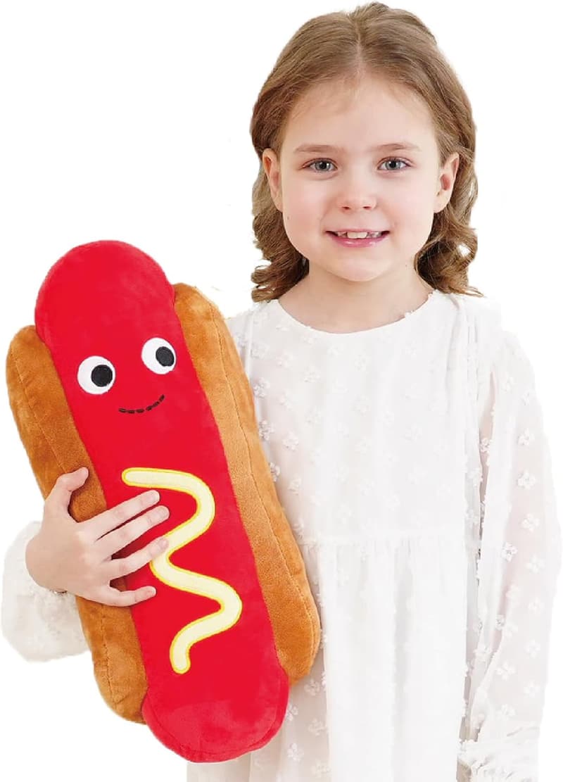 Funny Hot Dog Plush Toy Pillow, 17.7 inch Soft Food Gift for Kids