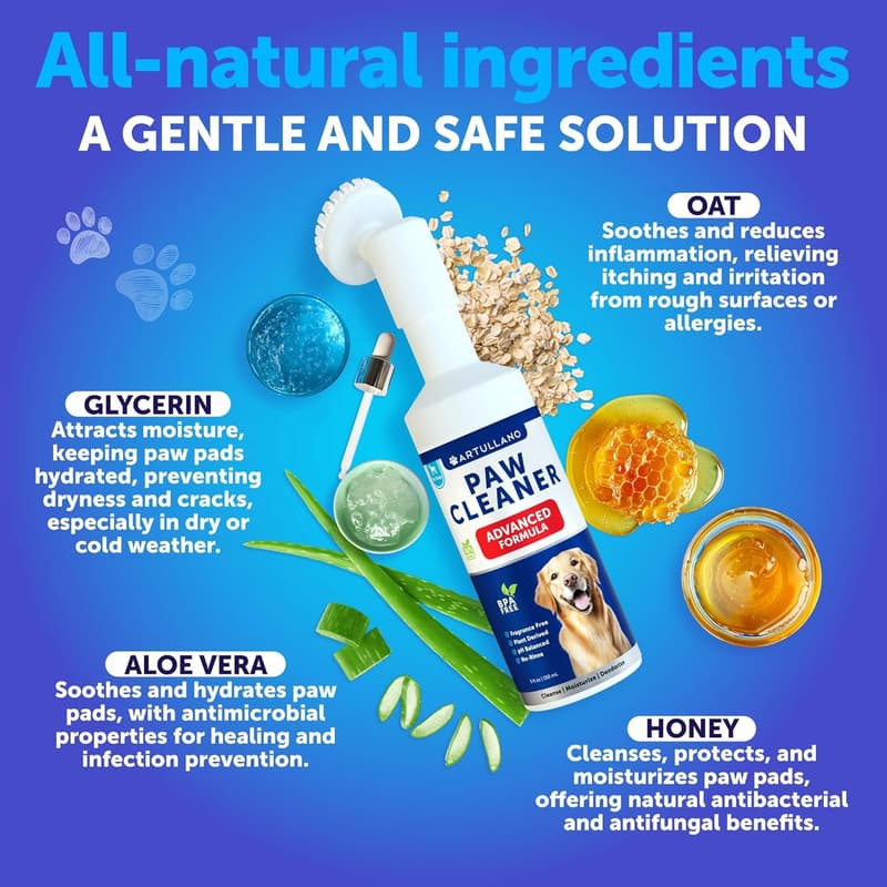 Dog Paw Cleaner - Silicone Brush & 5oz Foaming Cleanser