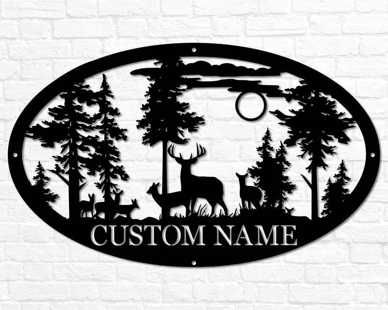 Custom Deer Cabin Sign - Personalized Metal Decor for Hunters