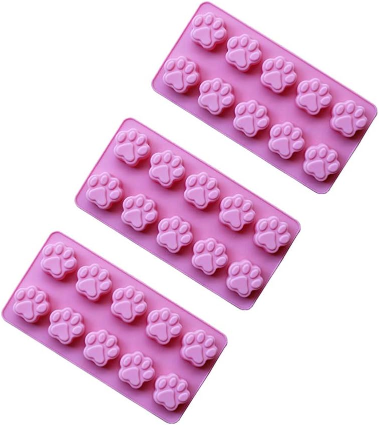 Mini Silicone Dog Paw Print Ice Cube Mold Set of 3