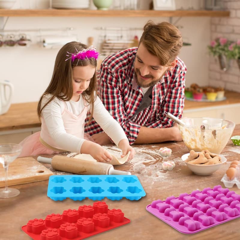 Silicone Puppy Paw & Bone Molds for Baking, 6PCS