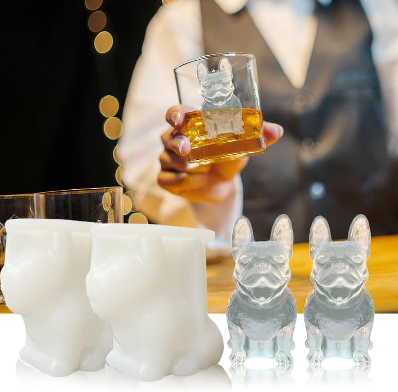 French Bulldog Ice Cube Molds - 2 Pack Novelty Drink Tray