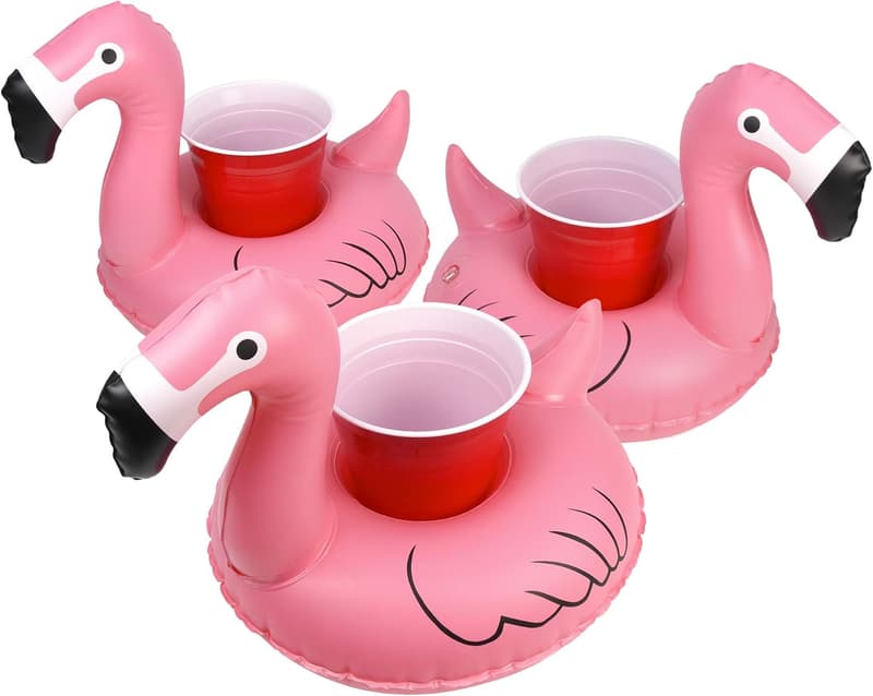 Inflatable Pool Drink Holders - 3 Pack (Unicorn, Flamingo, Palm Tree)