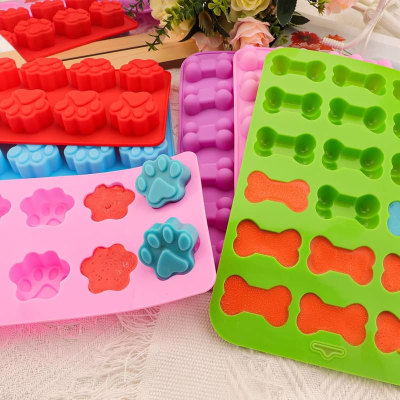Silicone Dog Paw and Bone Molds for Homemade Treats