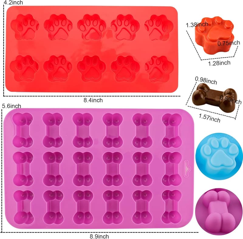 Silicone Dog Paw and Bone Molds for Homemade Treats
