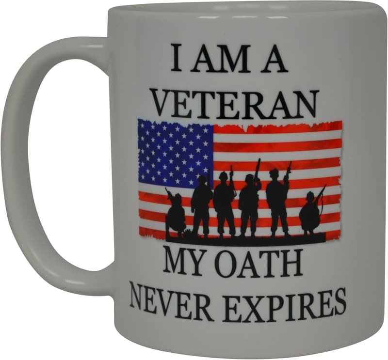 USA Flag Military Veteran Coffee Mug - Novelty Gift for Veterans